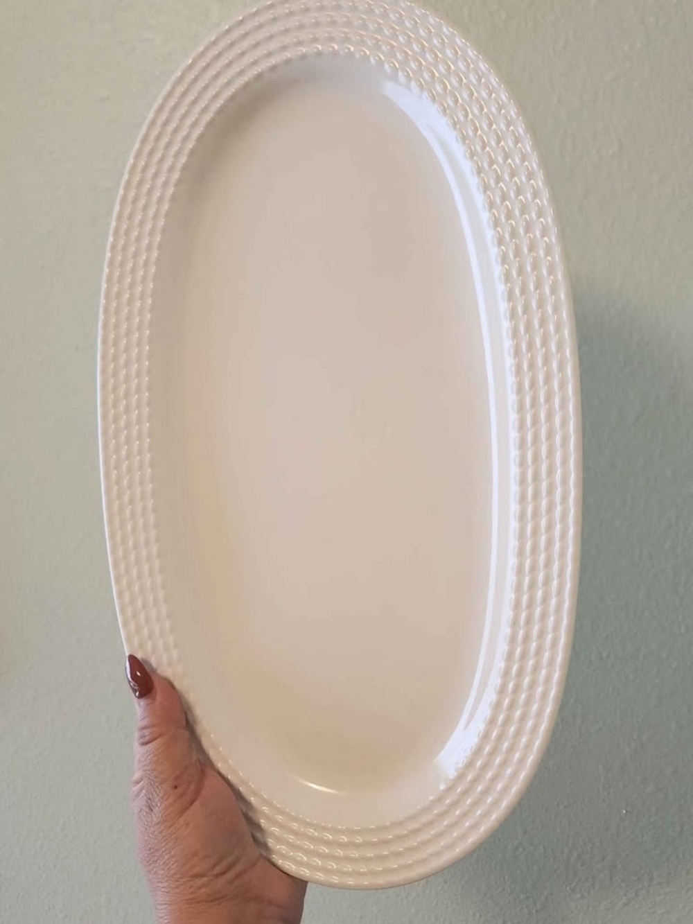 kate spade White Wickford Oval Textured-Rim Serving Platter